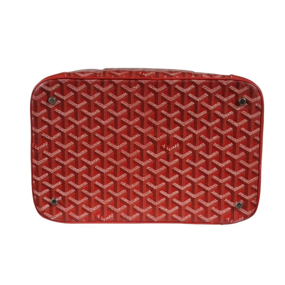 Goyard Vanity Train Case Red Canvas Crossbody Travel Bag Vintage Luggage Tote - Picture 11 of 16